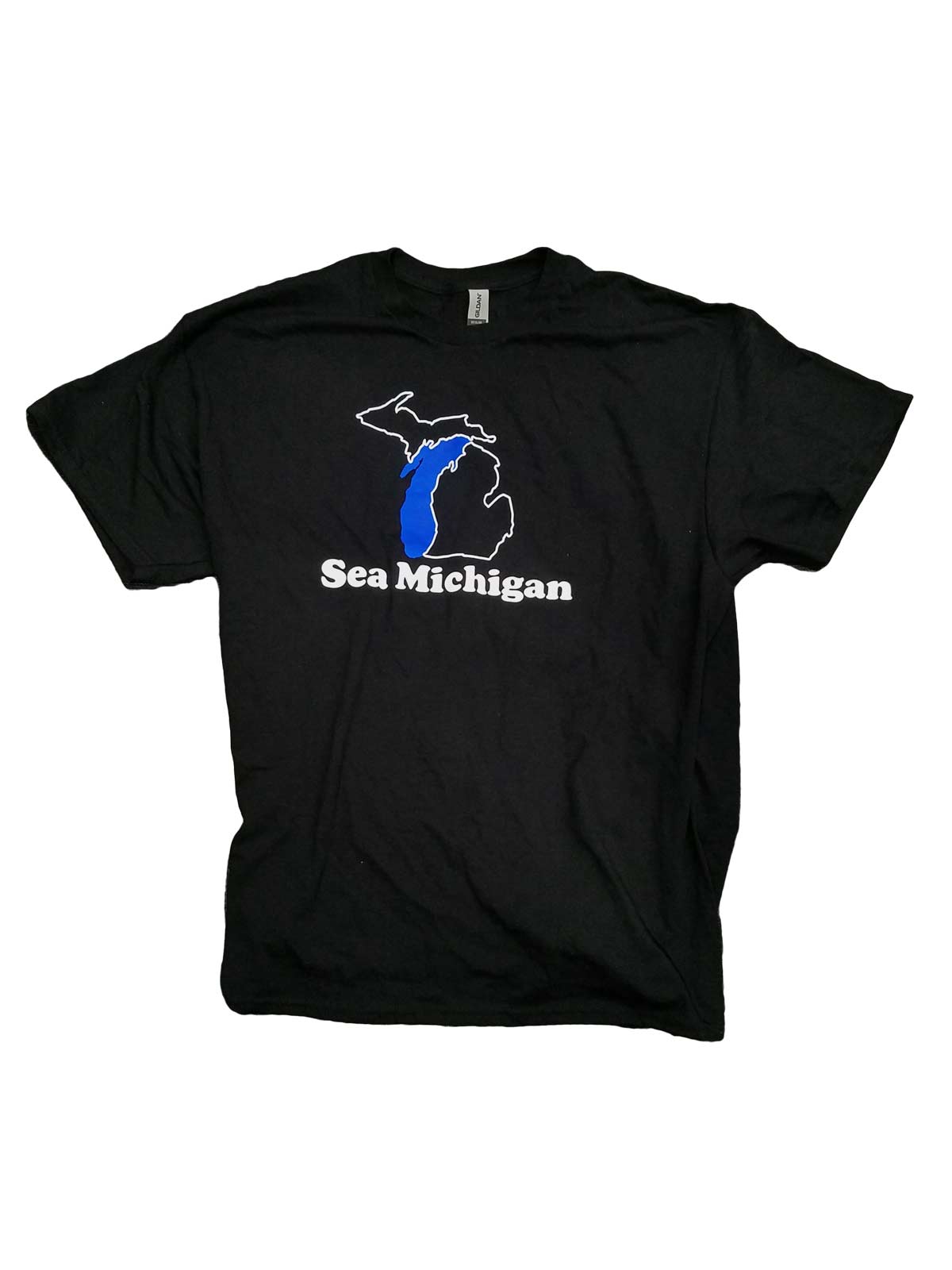 T-Shirt - Black - White/Blue Print