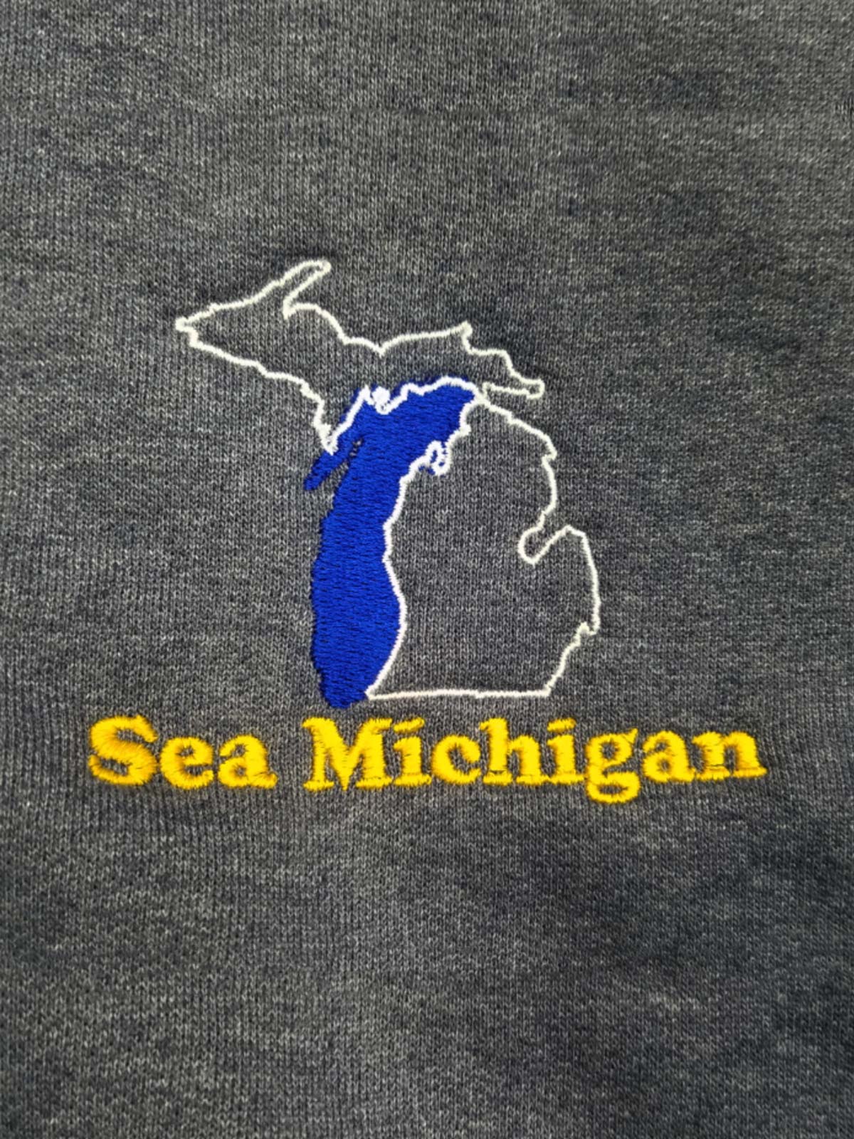 Hoodie - Dark Heather - Black/White Embroidered, White Arm