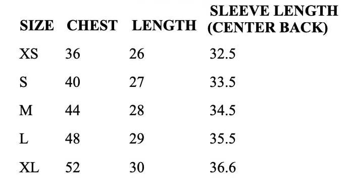 sizing chart