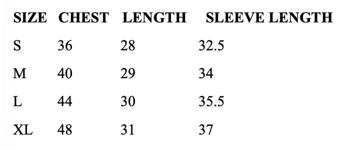 sizing chart