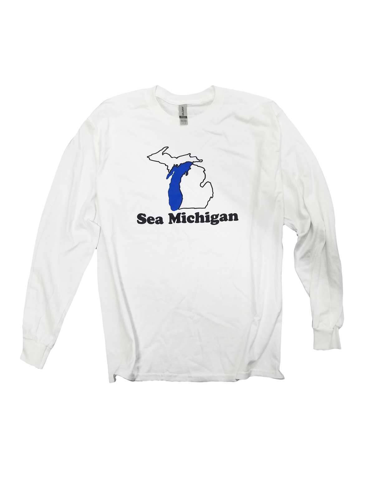 Long Sleeve Shirt - White - Black/Blue Print